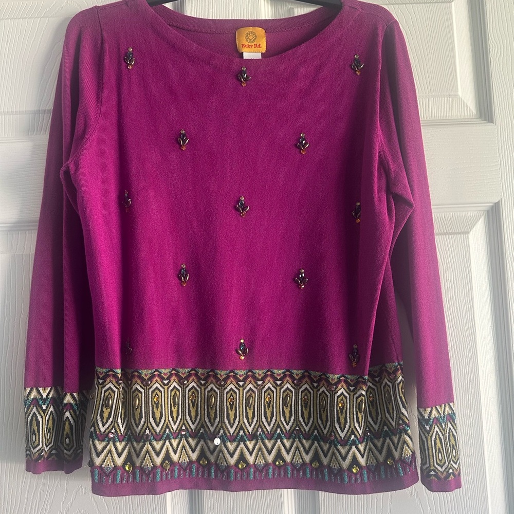 Embellished Ruby Rd. Purple sweater EUC